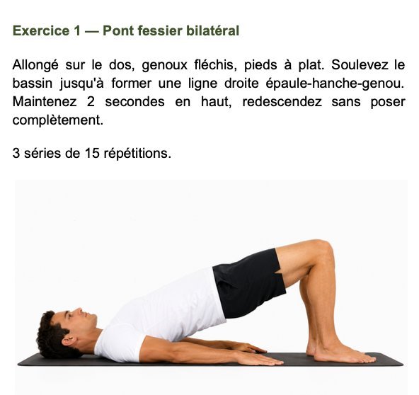 Extrait — Exercice, pont fessier bilatéral